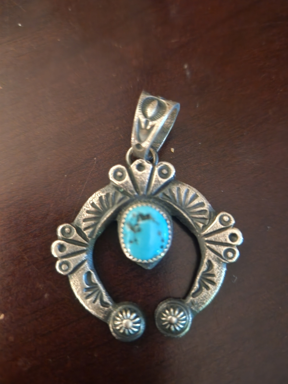 Kingman Turquoise Silver Naja Pendant By Kevin Billah